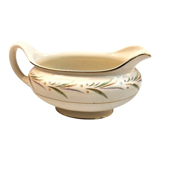 Nautilus Eggshell USA Gravy Boat Pitcher Autumn Floral Design & Gold Trim Vinta - Picture 1 of 6